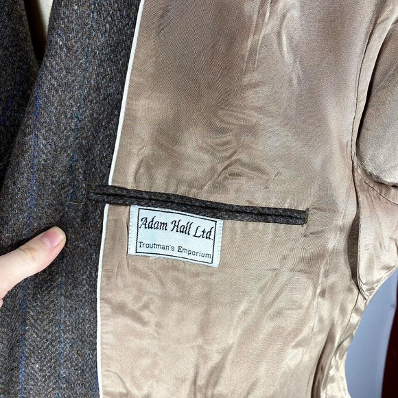 Adam Hall Men's Size 42L Vintage Brown Tweed Wool Jacket Sport Coat Blazer - Picture 10 of 10